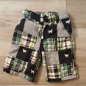 Gymboree Prestar Pup Preppy Patchwork Plaid Shorts Dog Embriodery Size 5 (D)